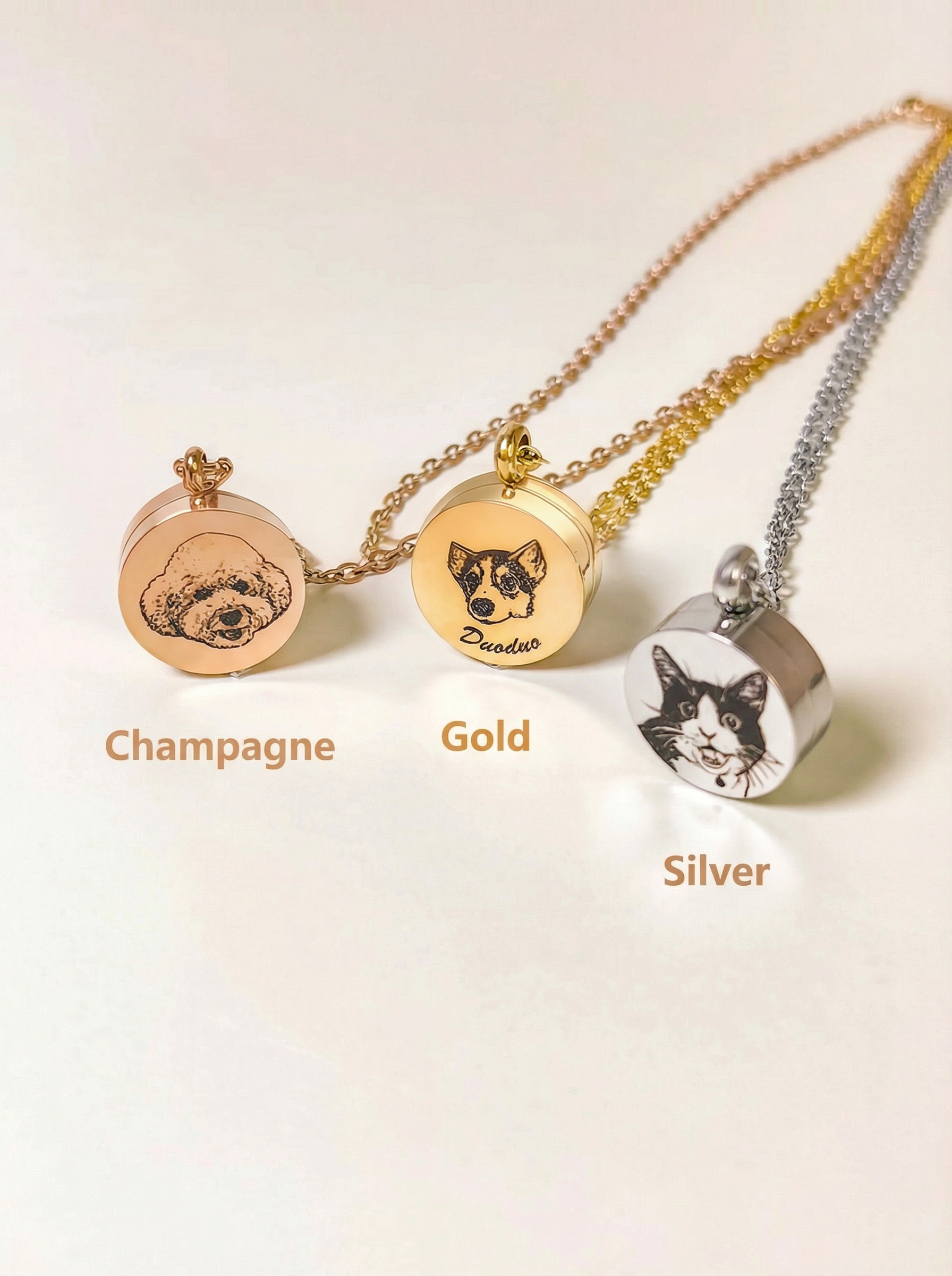 Photo-Based Custom Pet Hair & Ashes Memorial Necklace – Engraved Photo Keepsake Pendant for Deceased Cats & Dogs (Exquisite Gift) - 图片 3