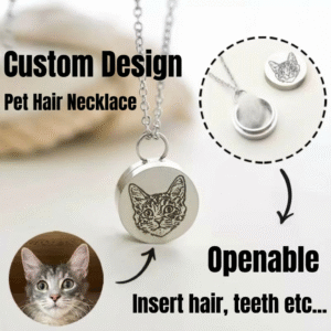 Photo-Based Custom Pet Hair & Ashes Memorial Necklace – Engraved Photo Keepsake Pendant for Deceased Cats & Dogs (Exquisite Gift)