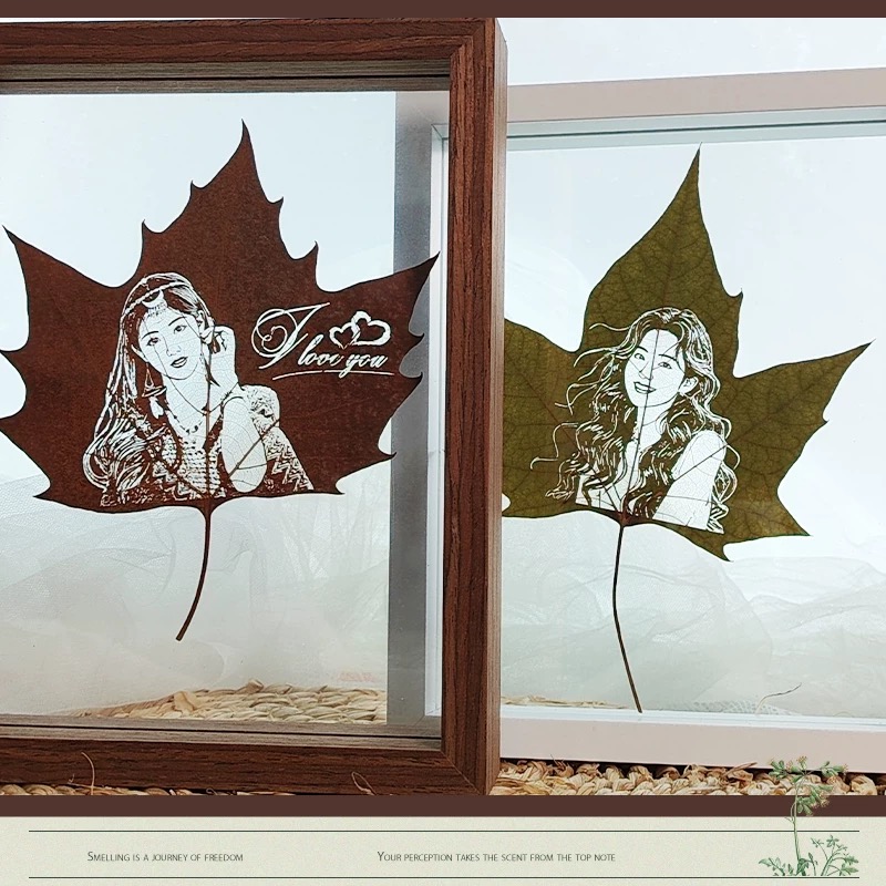 Personalized Maple Leaf Keepsake - Custom Engraved Photo Nature Gift