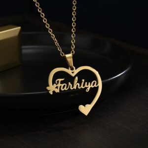Personalized Heart Name Necklace - Custom Letter Pendant for Her